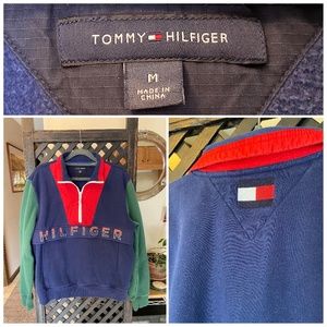 Tommy Hilfiger Mid-Zip Block Color Collared Sweatshirt